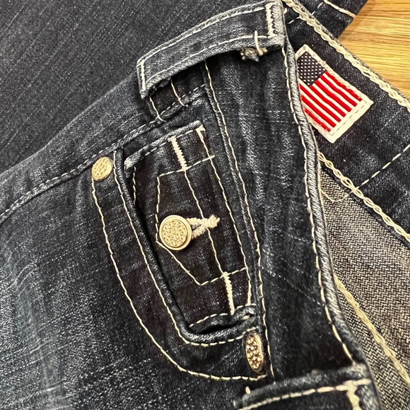 EUC [True Religion] Low-Rise <Becky> Boot Cut Blue Jeans + Rhinestones | 25 0 XS - Picture 9 of 16
